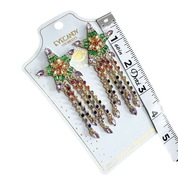 Eye Candy Los Angeles Celestial Star Statement Multicolor Earrings - Picture 2 of 5
